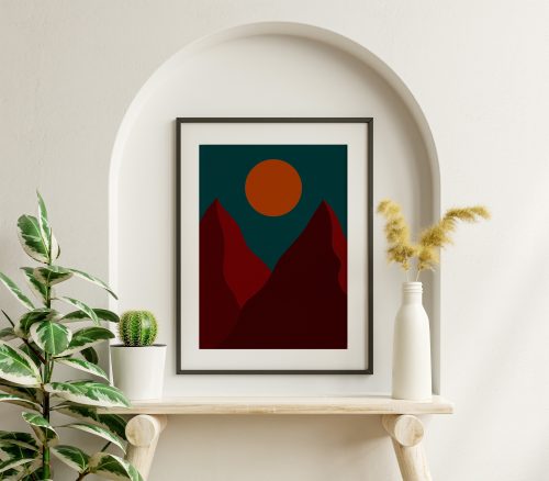 Alternative view of Red Mountains - Digital Wall Art Poster